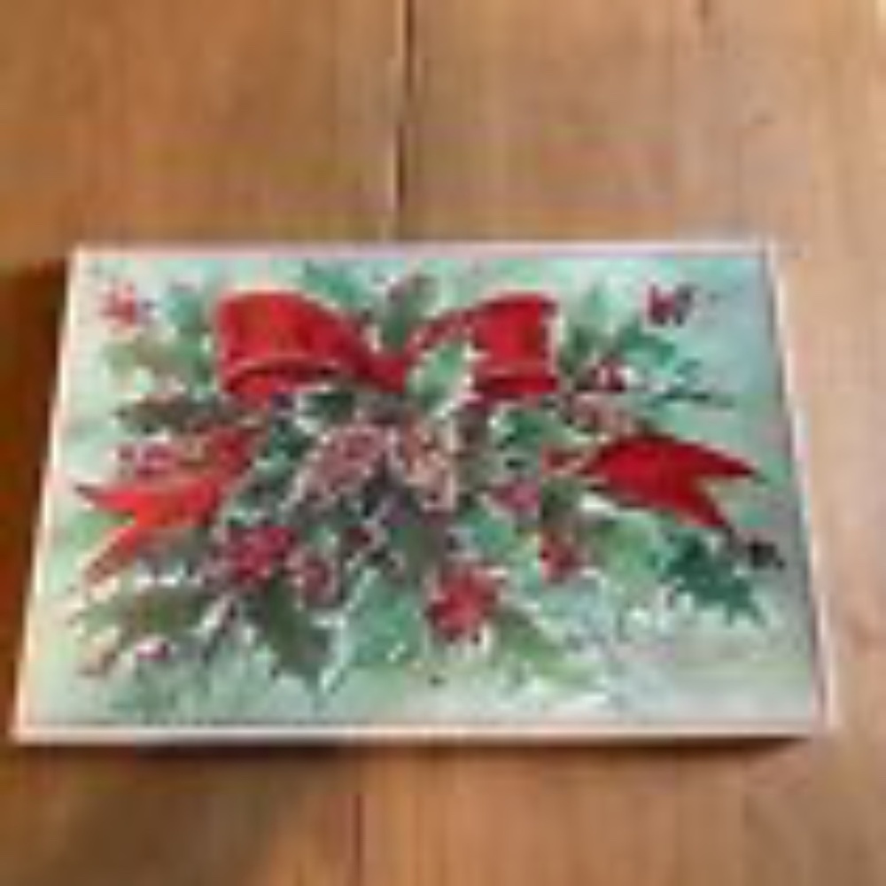 Vintage Christmas MCM Lot Of 4 Wipe/Clean Place Mats Signed G. Galian 2 Designs